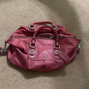 Leather pink Coach handbag